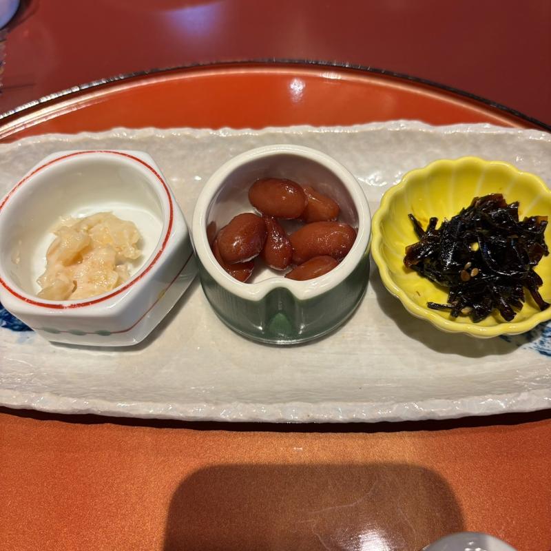 金時豆、わさび漬け、昆布(川場温泉悠湯里庵 )