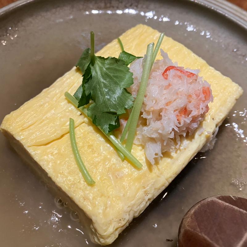 出汁巻き卵　ずわい蟹の餡かけ(美食 米門 品川店 （ビショクマイモン）)