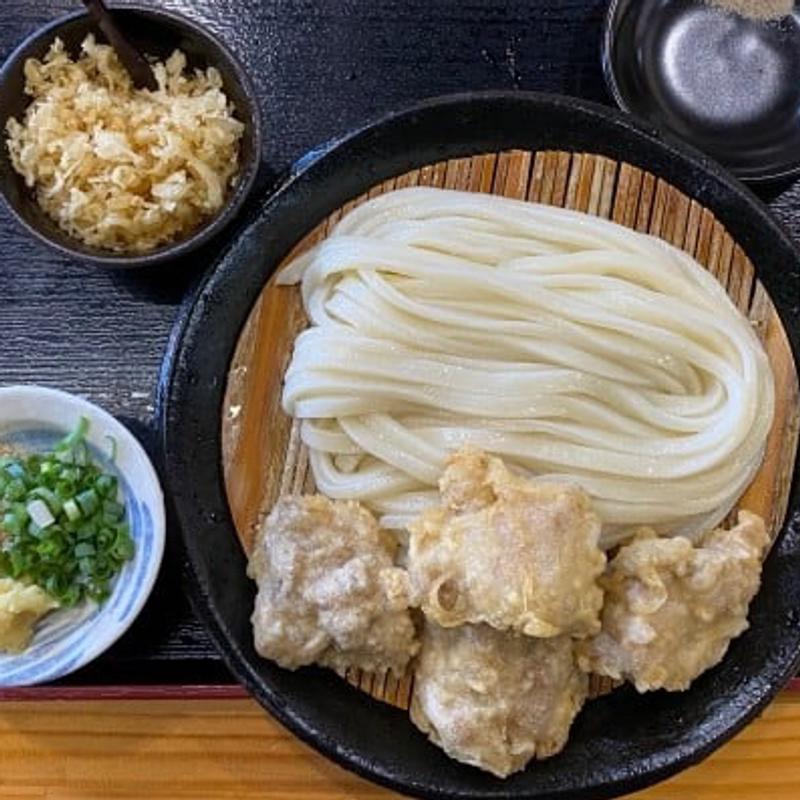 かしわ天ざるうどん(手打うどんまつばら)