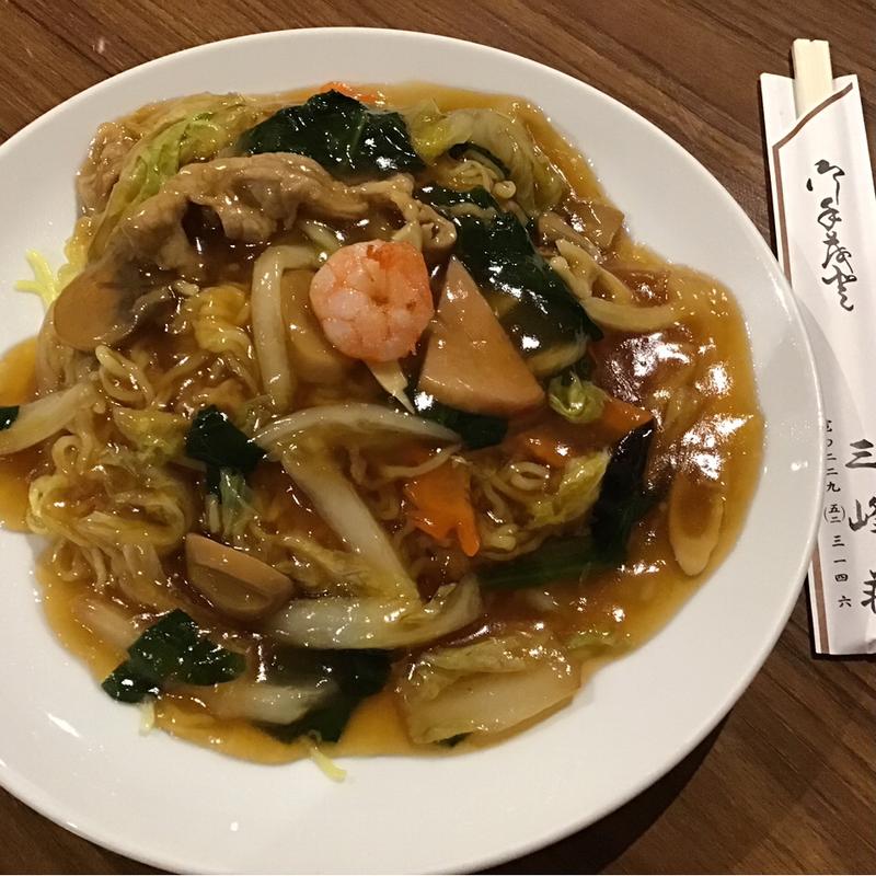 五目焼きそば(豆坂温泉三峰荘 （とうばんおんせん さんぽうそう）)