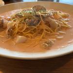 海鮮明太クリームのパスタ