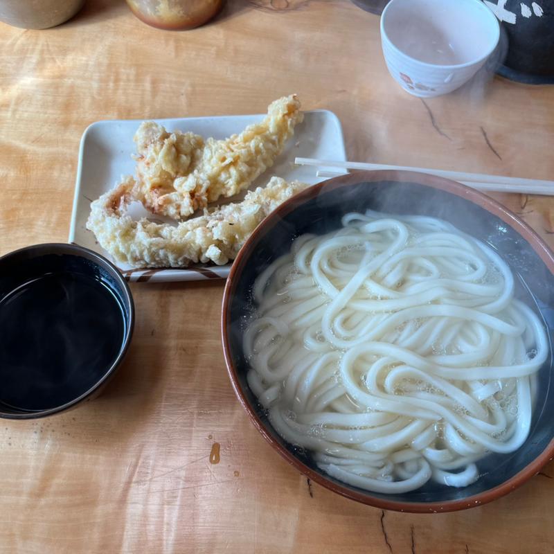 釜揚げうどん＋天ぷら2種(さぬきや )