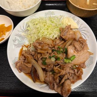 豚生姜焼き定食　おちょぼライス(大衆食堂 定食のまる大 多摩センター店)