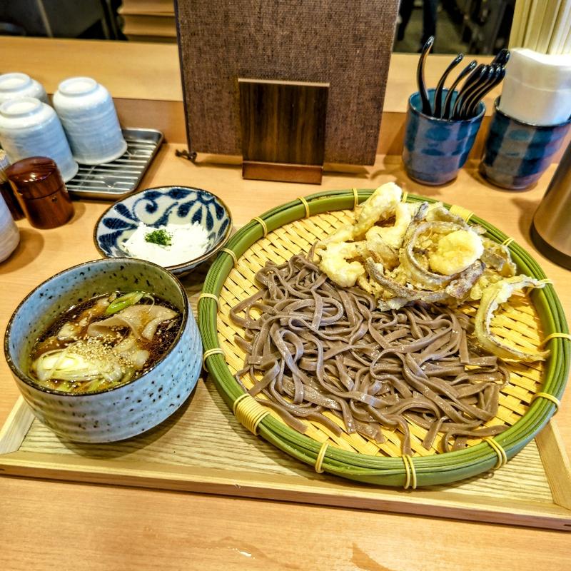 海老ごぼ天肉つけそば(東京とろろそば 横浜丸山台店)
