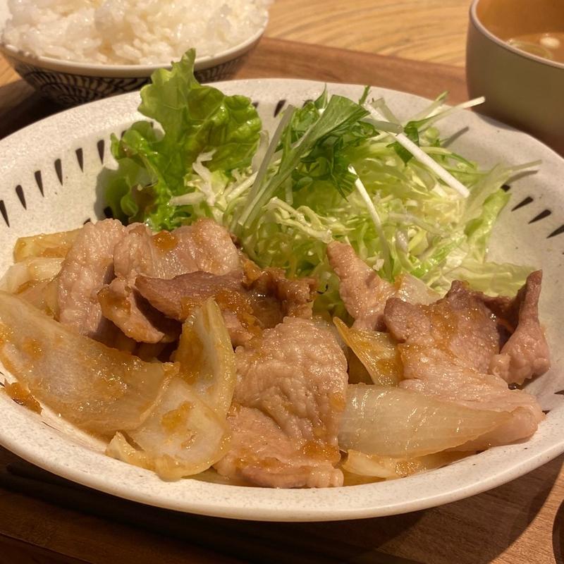 生姜焼き肉定食(温泉カフェわかば)