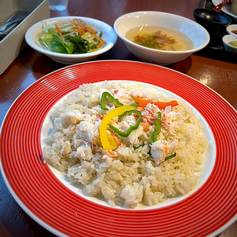 伝統のカニピラフ Lサイズ Aセット(シーフードレストランメヒコ いわきフラミンゴ館)