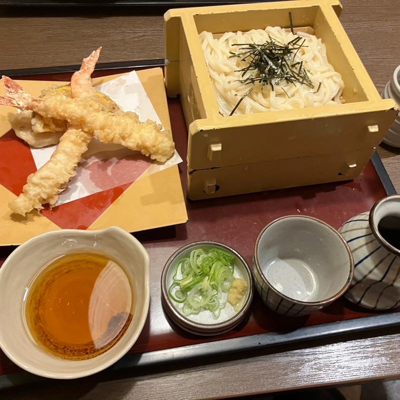 海老の天ぷらぶっかけ蕎麦(和食麺処サガミ 堺山本店)