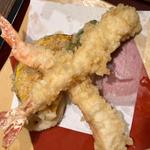 海老の天ぷらぶっかけ蕎麦(和食麺処サガミ 堺山本店)