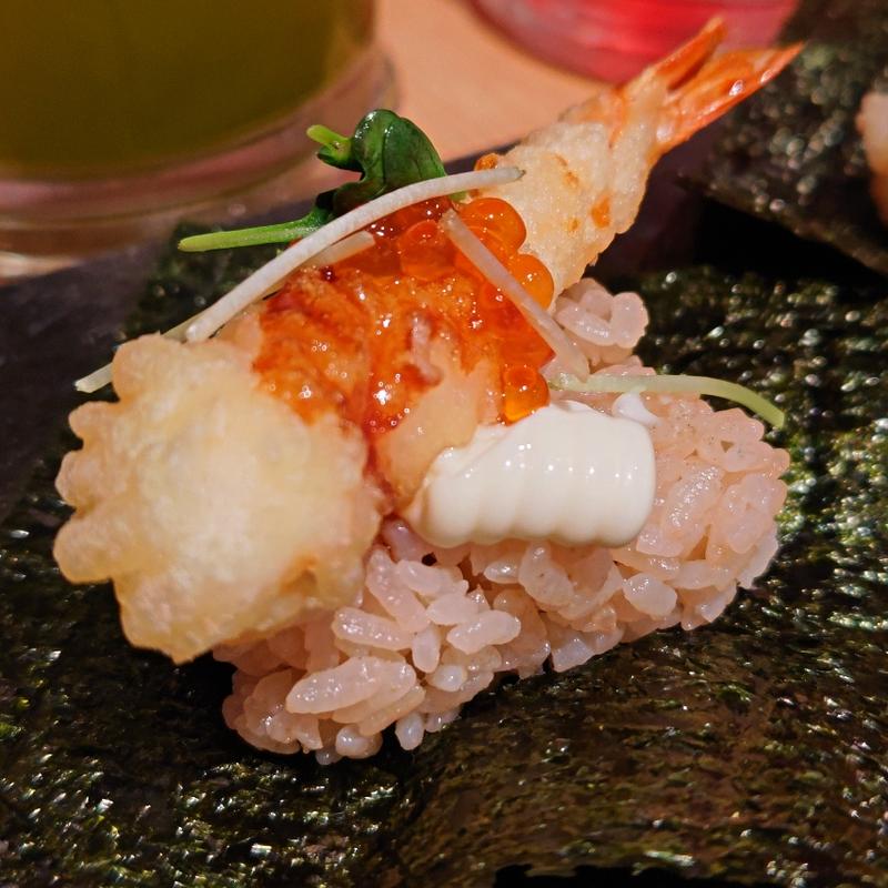 海老天の天巻き(鮨・酒・肴 杉玉 モレラ東戸塚店)