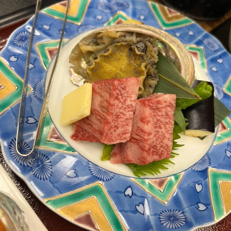 鳥取和牛ステーキ 鮑ステーキ(こだわり地の物会席)(いこい亭　菊萬 )