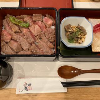 	 【肉120g】黒毛和牛のステーキ重　ランチセット「竹」(北野天満宮 肉と庭 まつを - Wagyu Don MATSUWO -)