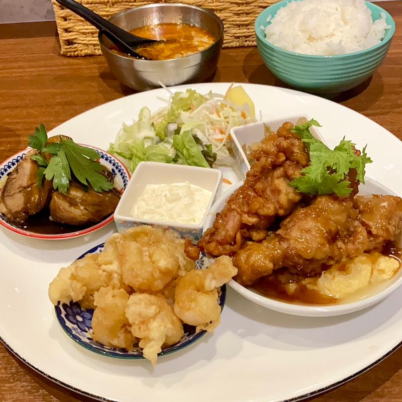 チキン南蛮と又焼のランチ(大衆中遊華食堂 八戒)