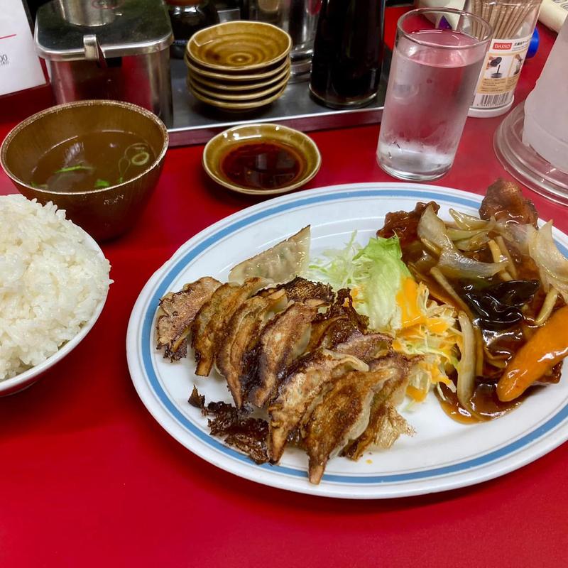 餃子定食(鶏甘酢) ごはん大(大雄燕)