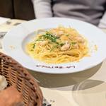 ズワイ蟹と九条葱のからすみスパゲッティ(ラ・ベットラ・ダ・オチアイ)