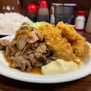 カキフライ牛バラの焼肉　大盛り