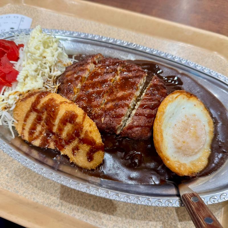 ハワイアンロコモコ風カレー(L)＋カニコロ1個(ゴーゴーカレー Pasar羽生スタジアム)