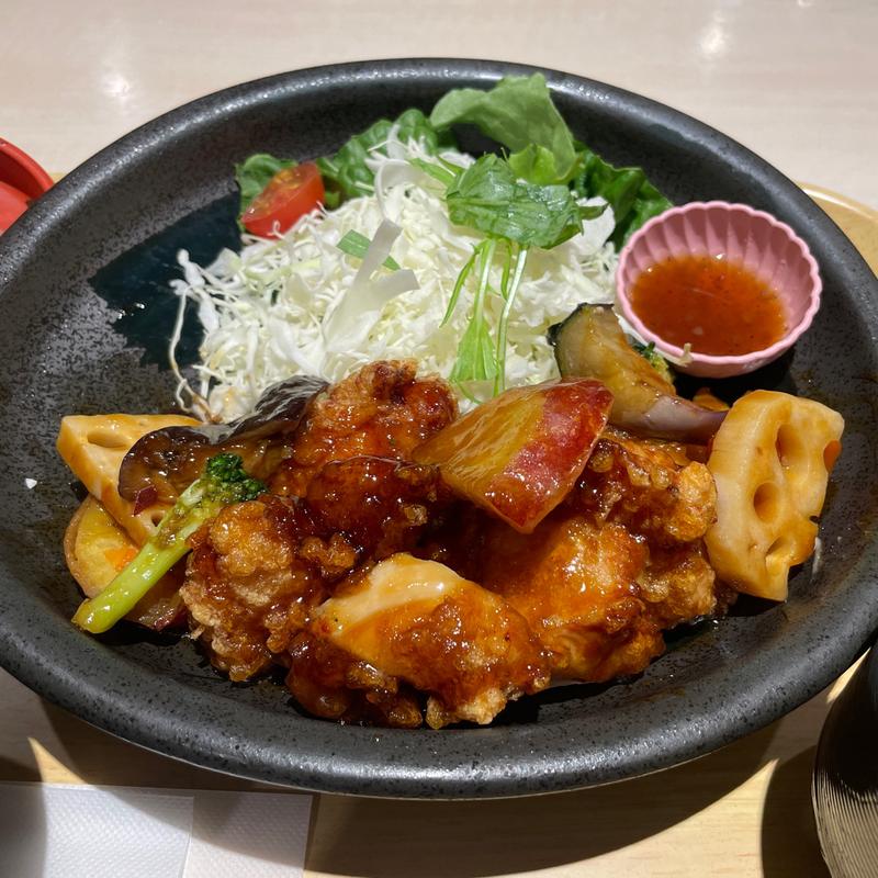 鶏の黒酢和え定食(れすとらん四六時中 福山駅ビル店 )