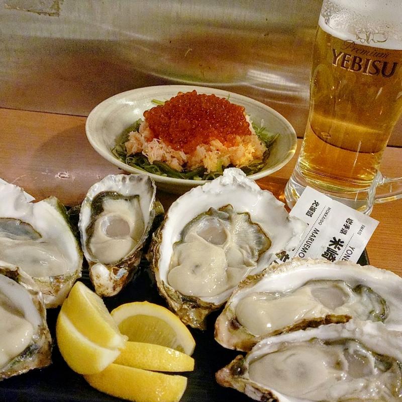 Aセットの真牡蠣の食べ比べ(地下の粋)