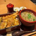天然海老の特製天重とミニかけ蕎麦(鴨と醸し 鼓道)