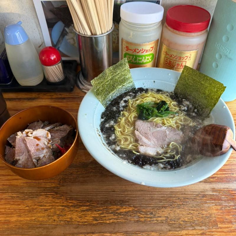 黒ばらのりラーメン　チャーシュー丼(ラーメンショップ椿 上彦川戸店)