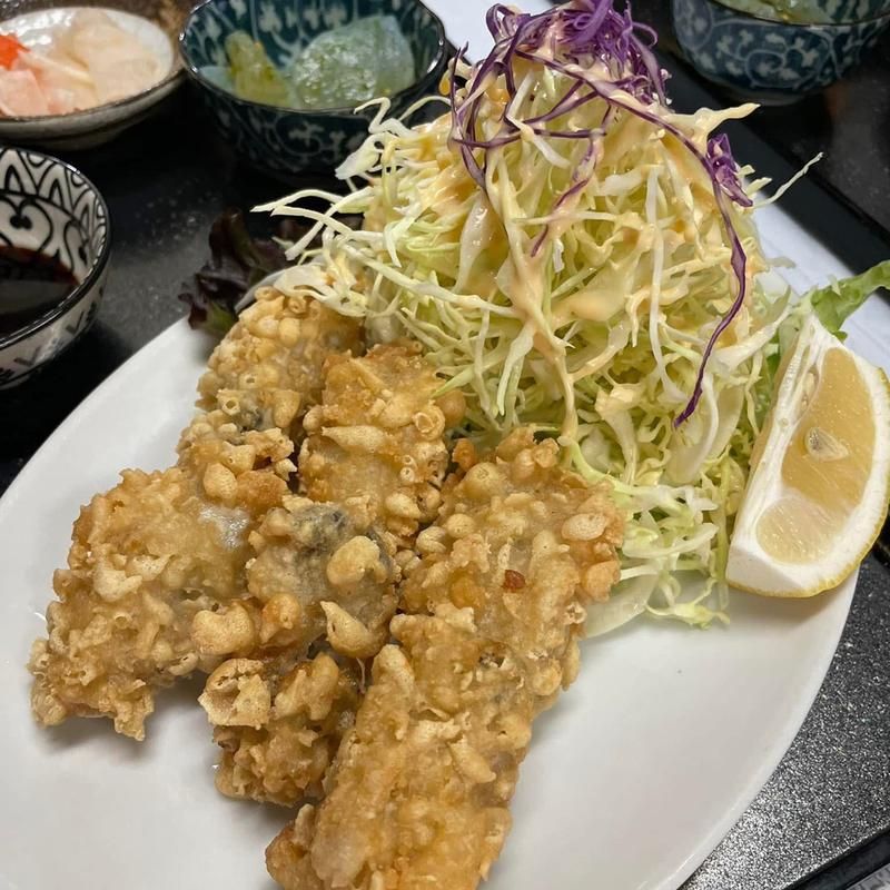 カキの天ぷら定食(花藤食堂)