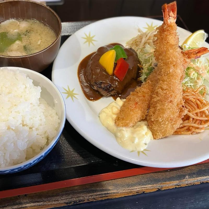 海老フライハンバーグランチ(洋風居酒屋いちばん星)