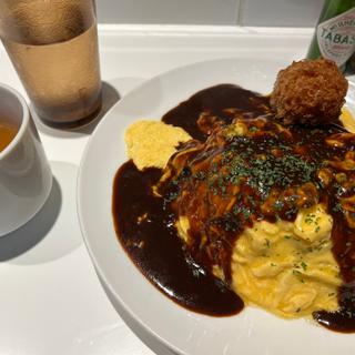 蟹クリームコロッケオムライス(男のオムライス EGG BOMB 新橋店)