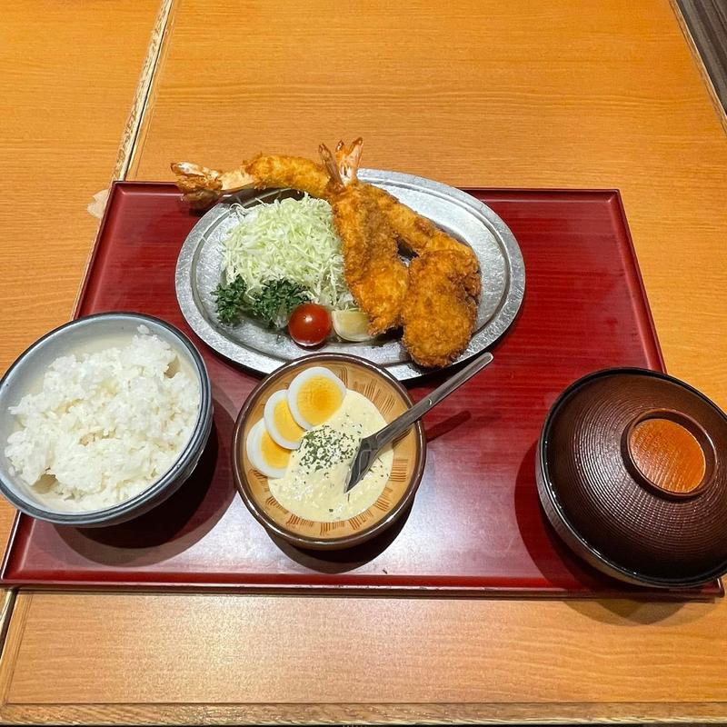 大海老ふりゃ〜3種食べ比べ定食(海老どて食堂エスカ店)
