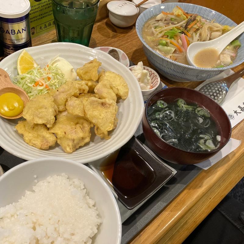 大分とり天定食&小さいちゃんぽん(ちゃんぽん・たんめん 大嘉麻屋)