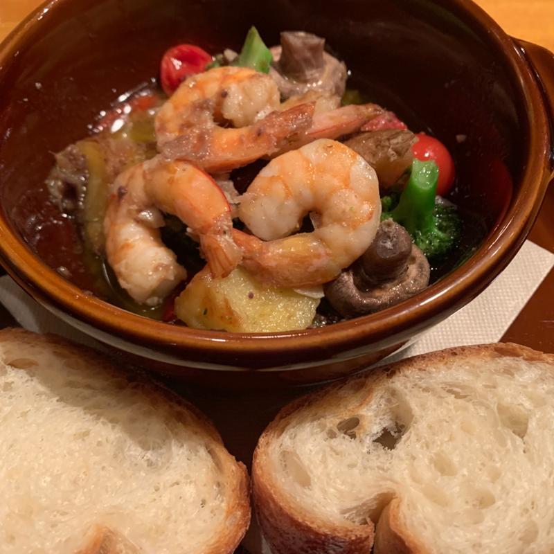 海老と野菜のアヒージョ(いーぐる)