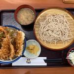 早春海老天丼小そばセット御飯大盛(てんや 仙台六丁の目店)
