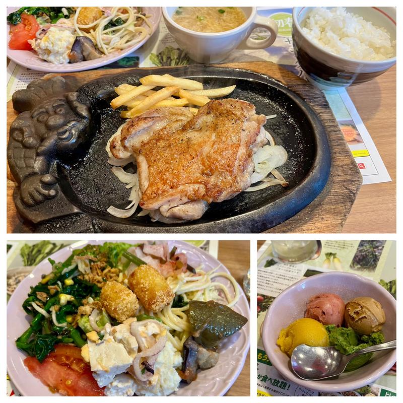 炭焼きチキンステーキランチ＋新鮮サラダバー・ジェラート＆ドリンクバー(ステーキハウス ブロンコビリー大野城御笠川店)