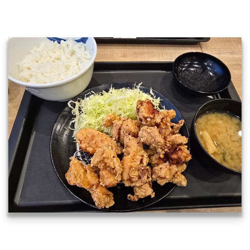 本格唐揚げ定食 8個＋大盛り(松屋 下総中山店（松のや併設）)