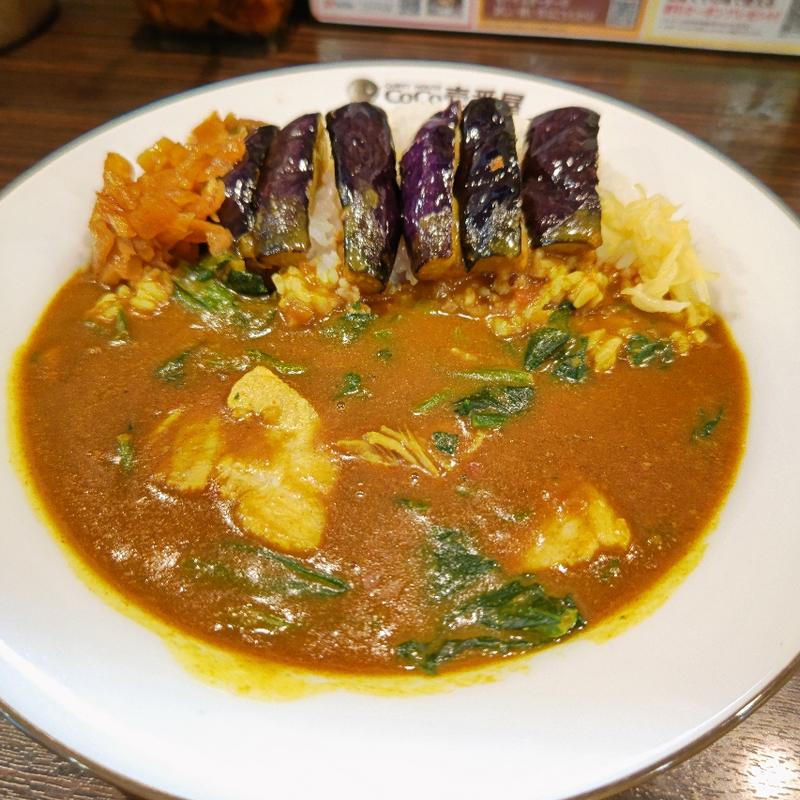塩豚角煮ジンジャーカレー＋ナス＋ほうれん草(CoCo壱番屋 JR石川町駅南口店)
