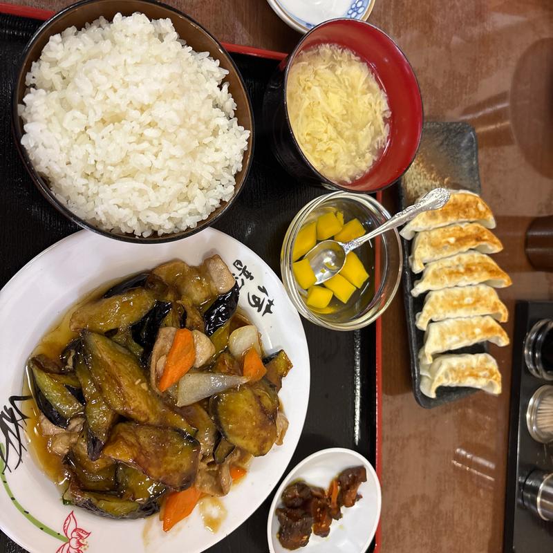 豚肉とナスの味噌炒め定食(ラーメン青山)