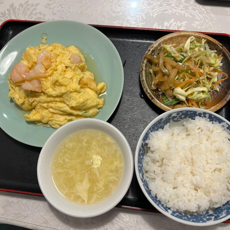 海老ど玉子炒め定食(中華料理 唐彩)