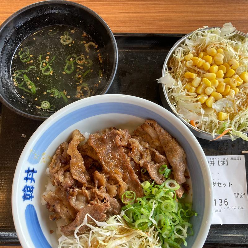 カルビ定食(カルビ丼とスン豆腐専門店 韓丼 天白店)
