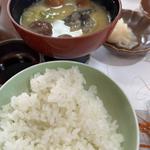 なめことアンコウの味噌汁とご飯セット