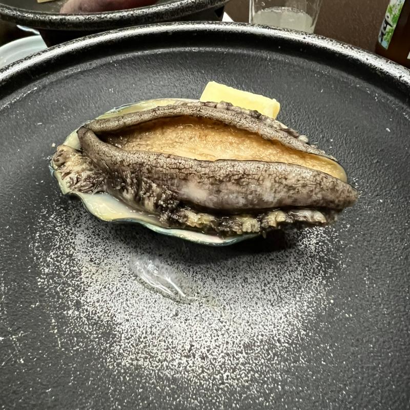 鮑の踊り焼き(夜のコース)(山中温泉 翠明 )