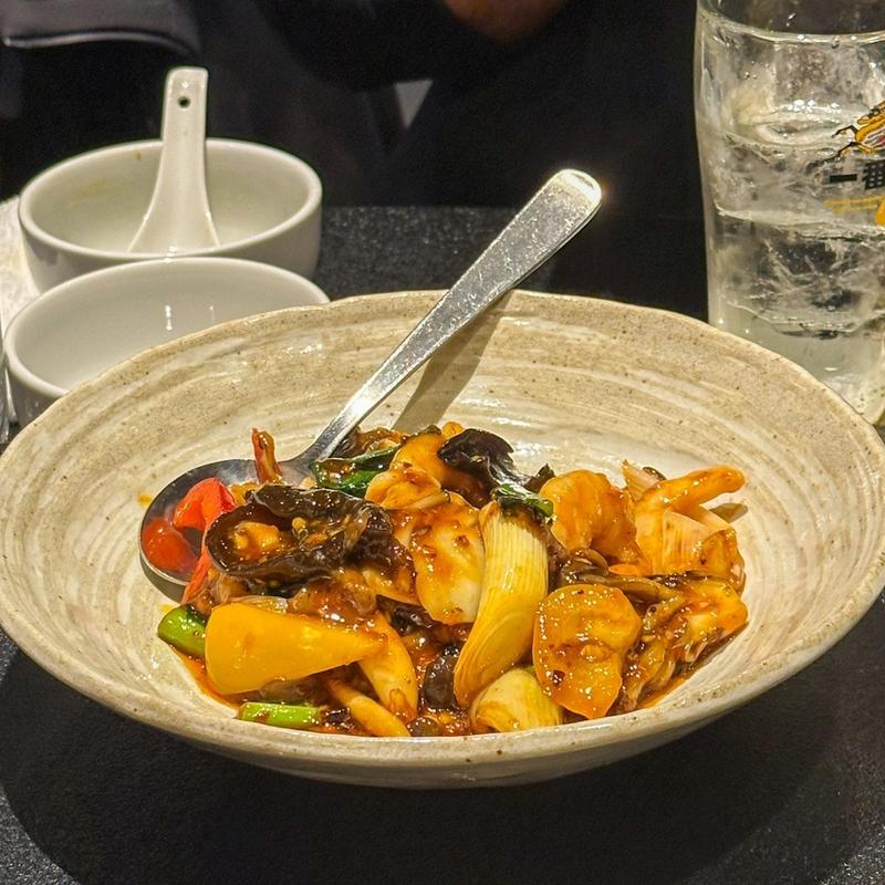 海老とイカの四川風炒め(中国四川料理 民 本店)