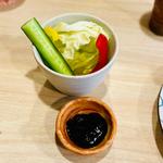 旬の特選串揚げ〆山形そばのコース　キャベツ盛り