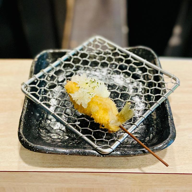 旬の特選串揚げ〆山形そばのコース　キス(和食と串揚げ 六角亭 （ろっかくてい）)