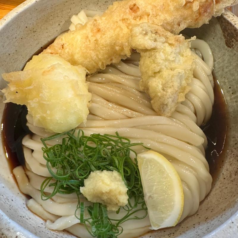 ちく玉ぶっかけ　2玉　とり天トッピング(堺うどん ちはや)
