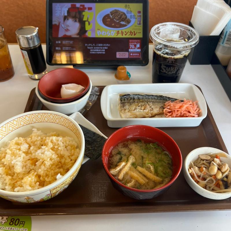 塩さばたまかけ朝食　アイスコーヒーL(すき家 川口榛松店 )