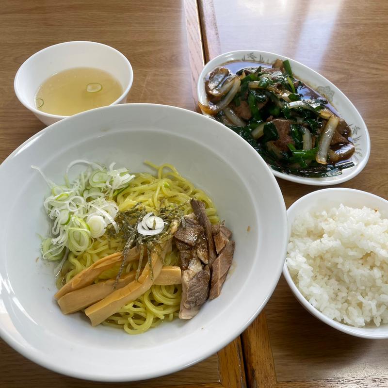 油そばとニラレバ炒め小ライス(キッチンカー Hero's)