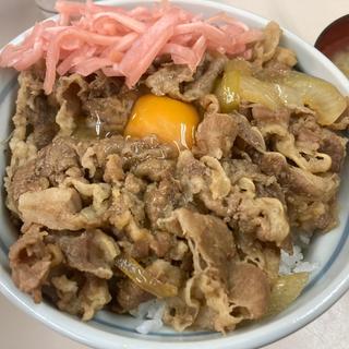 牛丼並・玉子・味噌汁(牛丼専門サンボ （さんぼ）)