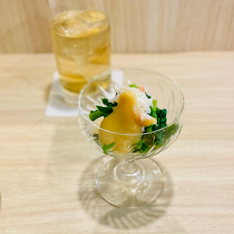 旬の特選串揚げ〆山形そばのコース　春菊と蟹の酢味噌和え(和食と串揚げ 六角亭 （ろっかくてい）)