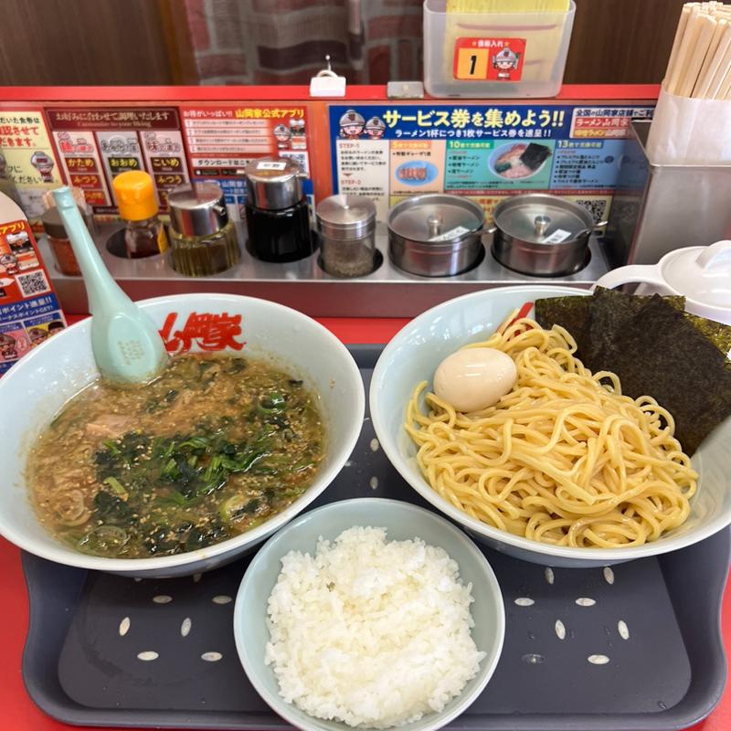 味噌つけ麺　ほうれん草　コロチャー　半ライス　味玉(ラーメン山岡家 越谷レイクタウン店)