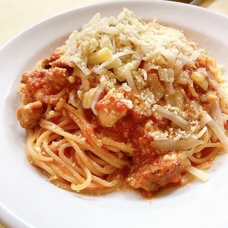 チキンアスパラモッツァレラチーズのトマトソーススパゲッティ(トラットリア マリオ )