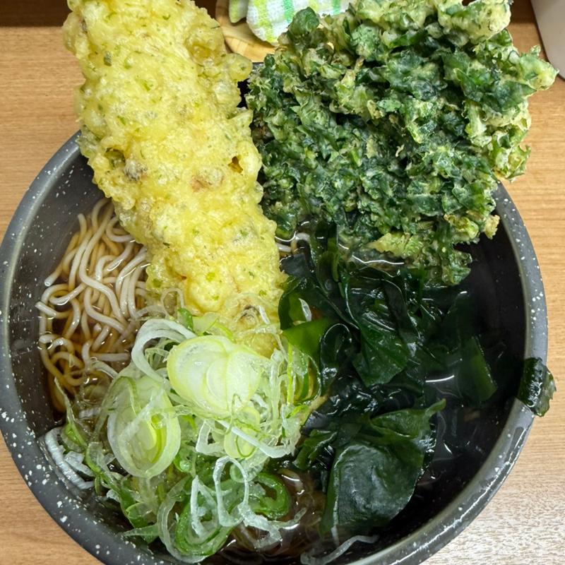 春菊天そば　ちくわ天(葛西めんや)